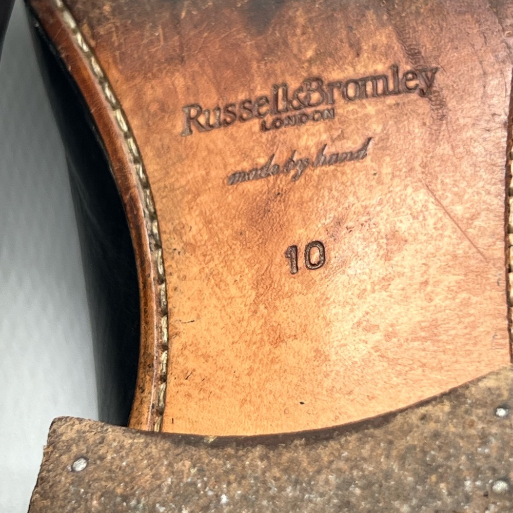 Russell & Bromley Black Leather Cumulus Toe Cap Leather Oxfords Men’s Size 10.5 - Picture 10 of 10
